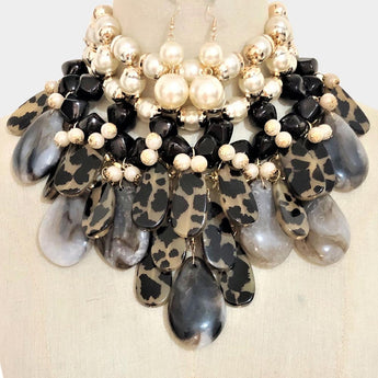 Madison Leopard Cluster Necklace Set