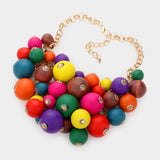 Grapevine Multicolor Wood Ball Cluster Vine Necklace