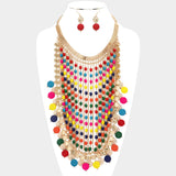 Bria Rainbow Wood Link Statement Bib Necklace