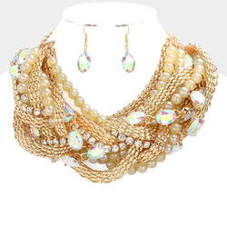 Dina Metal Stone Collar Necklace