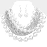 Bianca Metal Braided Triple Layered Pearl Necklace