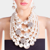 Ashley Strand Crystal Ball Pearl Necklace